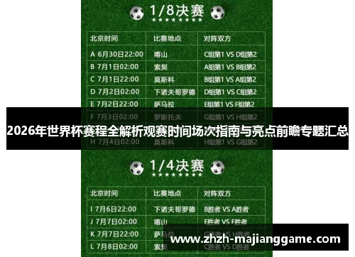 2026年世界杯赛程全解析观赛时间场次指南与亮点前瞻专题汇总